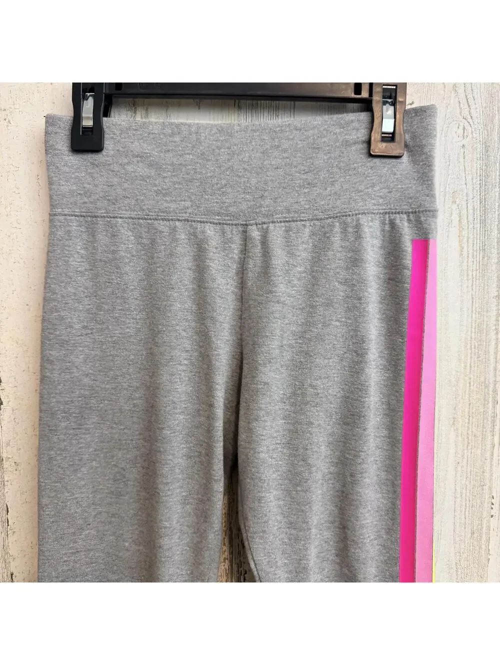 Justice Girls Medium (10) Gray Leggings with Neon Side Stripe Logo